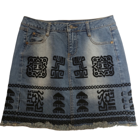 Stetson Aztec Jean Skirt - Picture 1 of 6